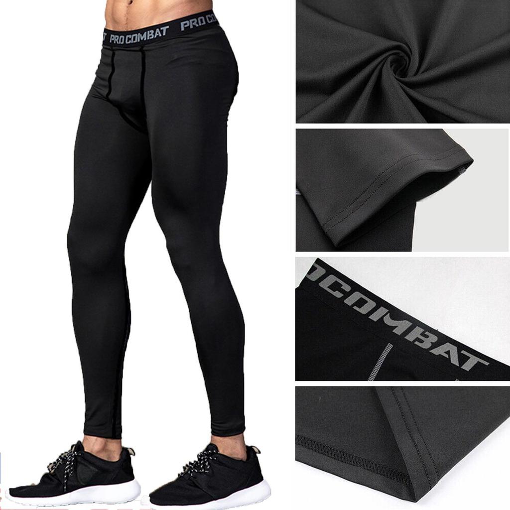Pantaloni da yoga da uomo a tinta unita ad asciugatura rapida, leggings snellenti, pantaloni a compressione, strati di base, leggings attillati da yoga