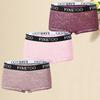 FINETOO 3Pcs/Set Mid-Waist Underpants Lace Boxer Briefs For Women Sexy Transparent Underwears Comfortable Soft Panties S-XL Size