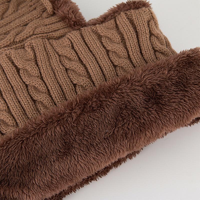 Pull tricoté en peluche pour femmes, pâte frite torsadée, écharpe une pièce, chapeaux d'oreilles en laine, hiver