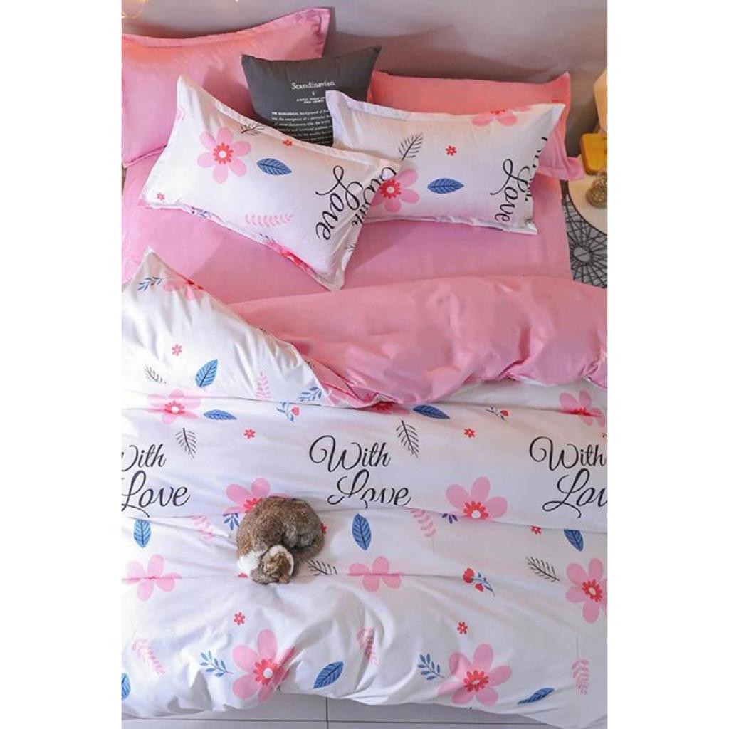 Double-sided Single Duvet Cover Set With Elastic Sheet