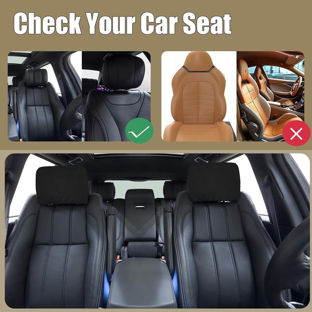 2 Pcs Headrest Covers for Cars Seat Universal Washable, Car Interior Seat Accessories Stuff Protector Dirt-Proof Wear-resistant Soft Fit for Most