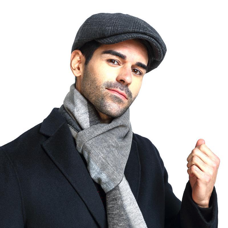 Men's Hat European and American Checkered Octagonal Hat Forward Hat Autumn and Winter Cap Painter Hat Newsboy