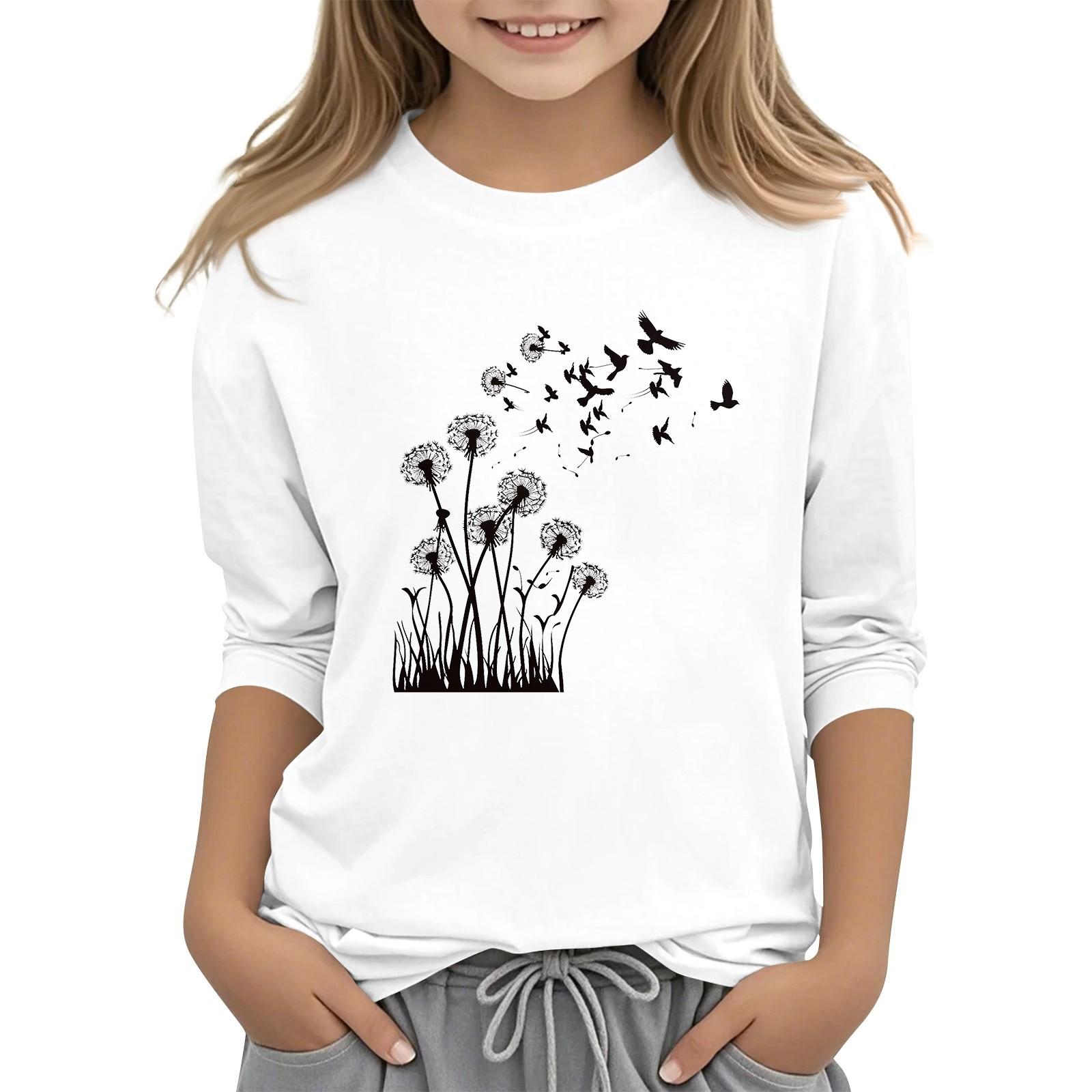 

Детская футболка с круглым вырезом и рукавами 7-точечной вязки, модная повседневная футболка с принтом 160 белый