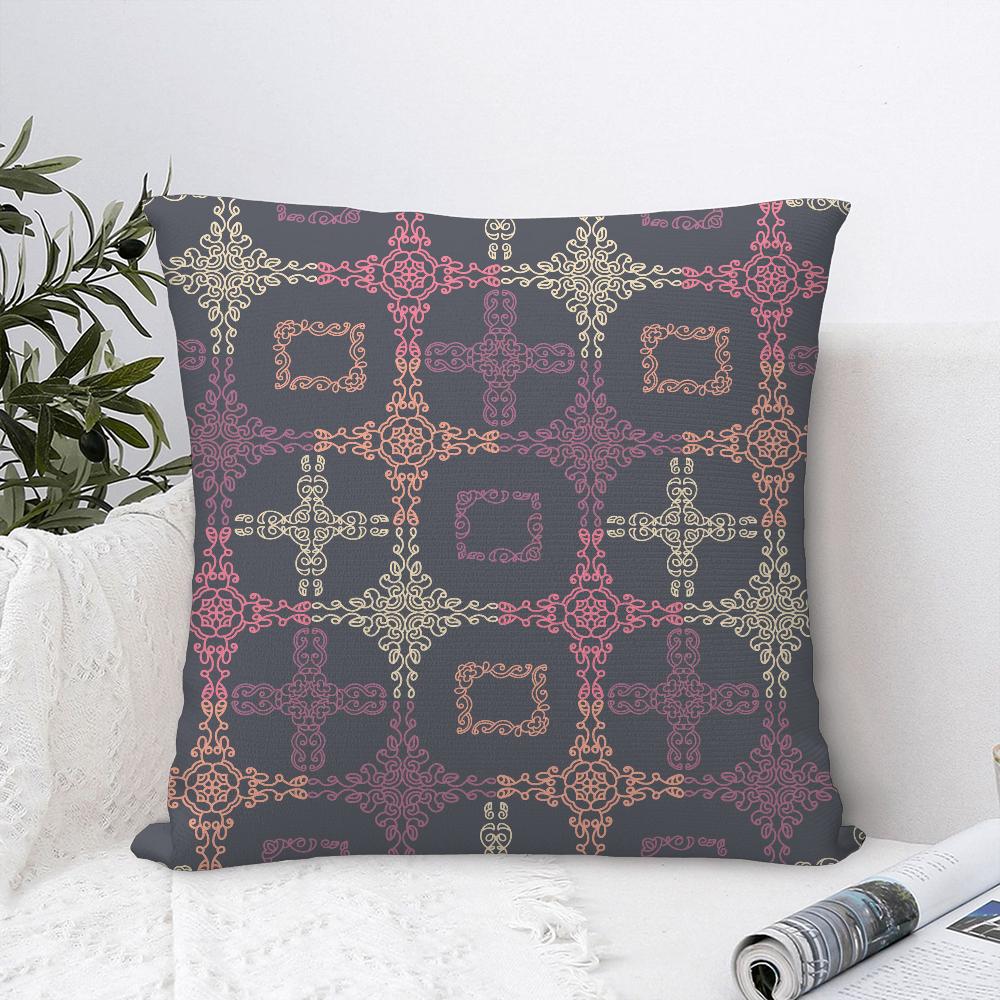 Ethnic Retro Totem Bohemian Pillow Case Sofa Decorative Home Double-sided Printing Short Plush Cushion Cover Throw Pillow Cover