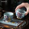 Blue and White Happy Cups Ceramic Cups Wedding Gifts Kungfu Tea Set Handmade Teacup Tea Set Accessories 75ml Teacup and Tea Tray