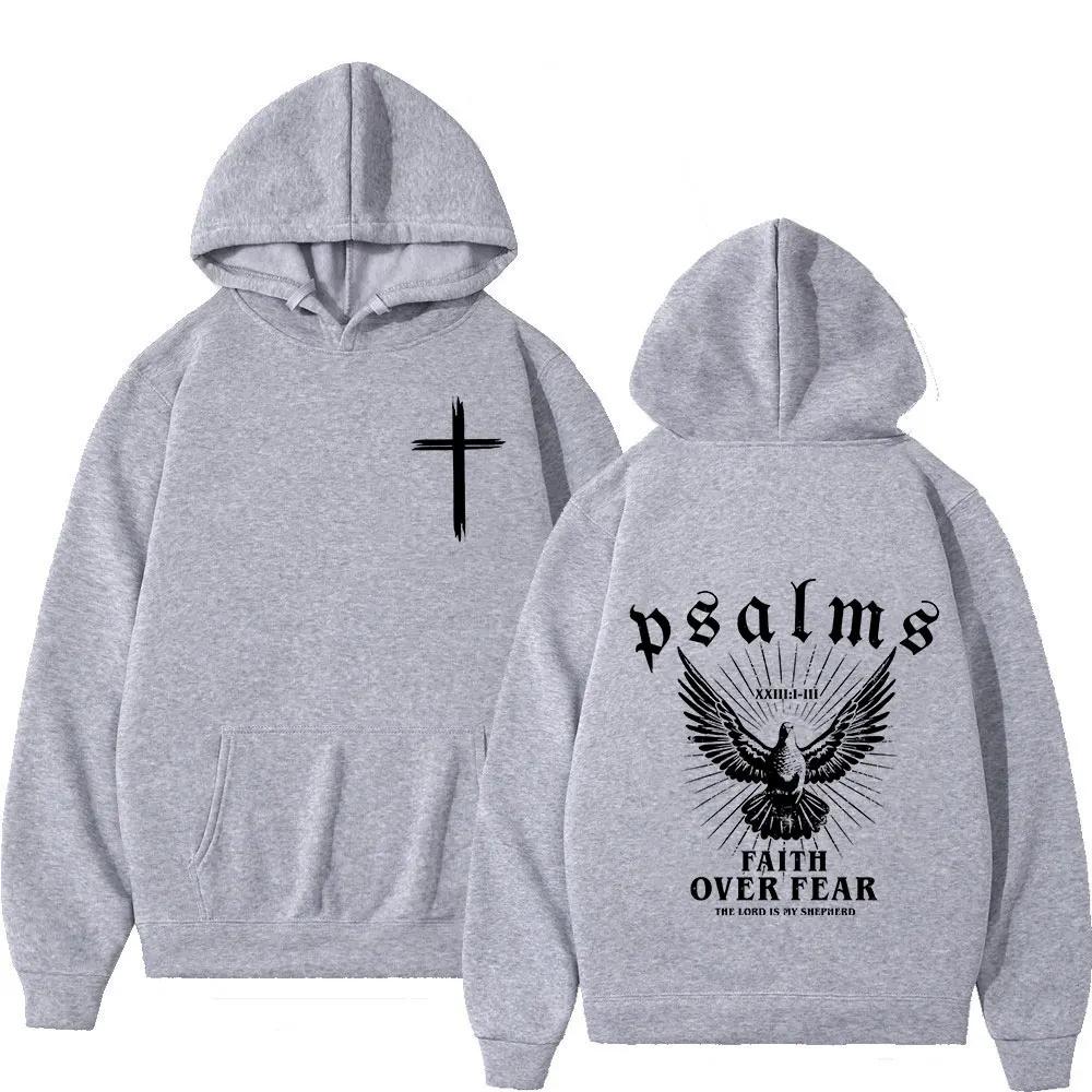 Christian Jesus Faith Over Fear Bible Verse Hoodies Men's Women High Quality Sweatshirts Fashion Vintage Pullovers Streetwear