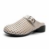 Fashion Summer Slippers for Women 2025 New Genuine Leather Woven Closed-toe Casual French Sandal Female Large-size Hollow Beach