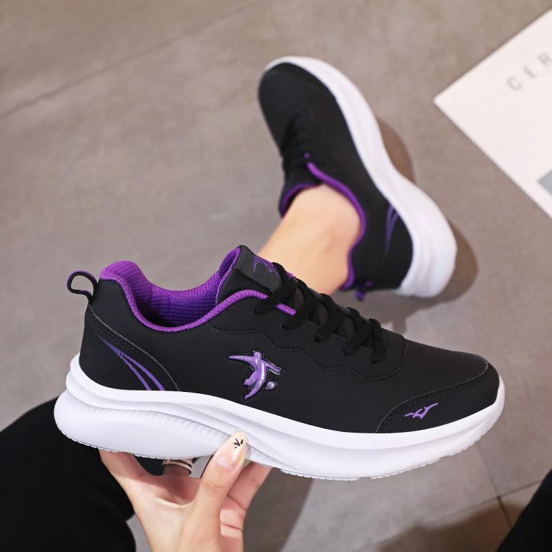 Joni Danlai Women's Shoes Sneakers Women's 2025 Spring New Leather Women's Casual Work Shoes Waterproof Running Shoes