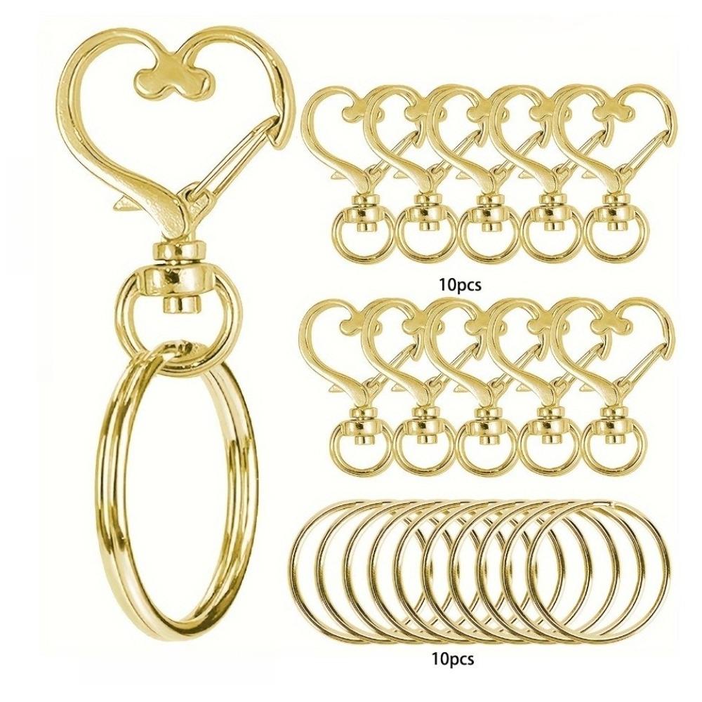 20pcs Set Heart Shaped Lobster Clasp Keyring Multi-Purpose Lanyard Accessories  for DIY Crafts
