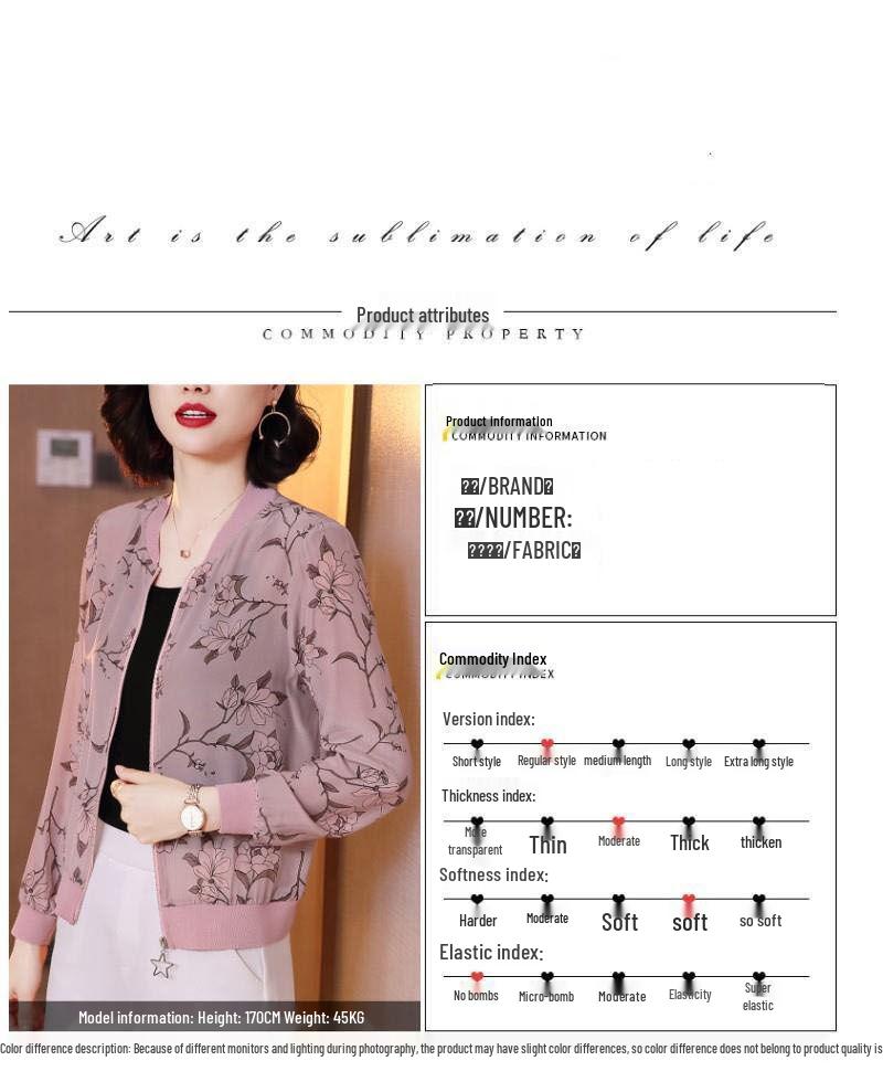 Women's Versatile Chiffon Sun Protection Floral Cardigan - Summer 2026 Korean Style, Plus Size, Lightweight Long Sleeve Jacket