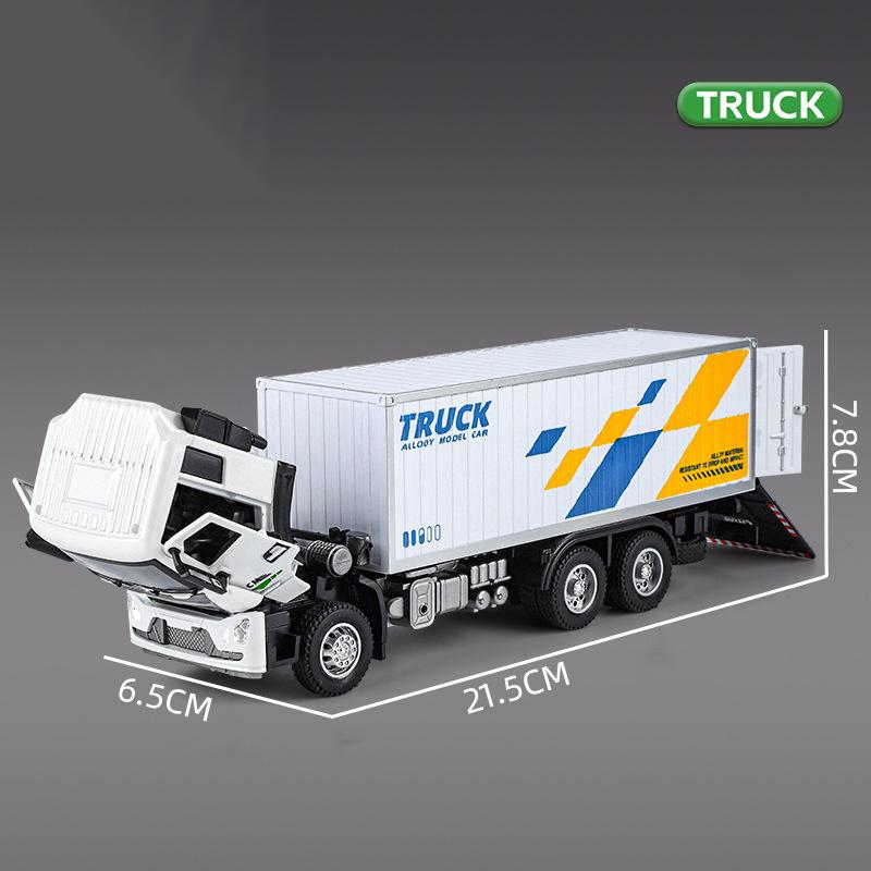 1:32 Container Transport Legering Miniatuur Vrachtwagen Model Diecast Metaal Schaalmodel Auto GeluidLicht Collectie Kinder Speelgoedauto Cadeau