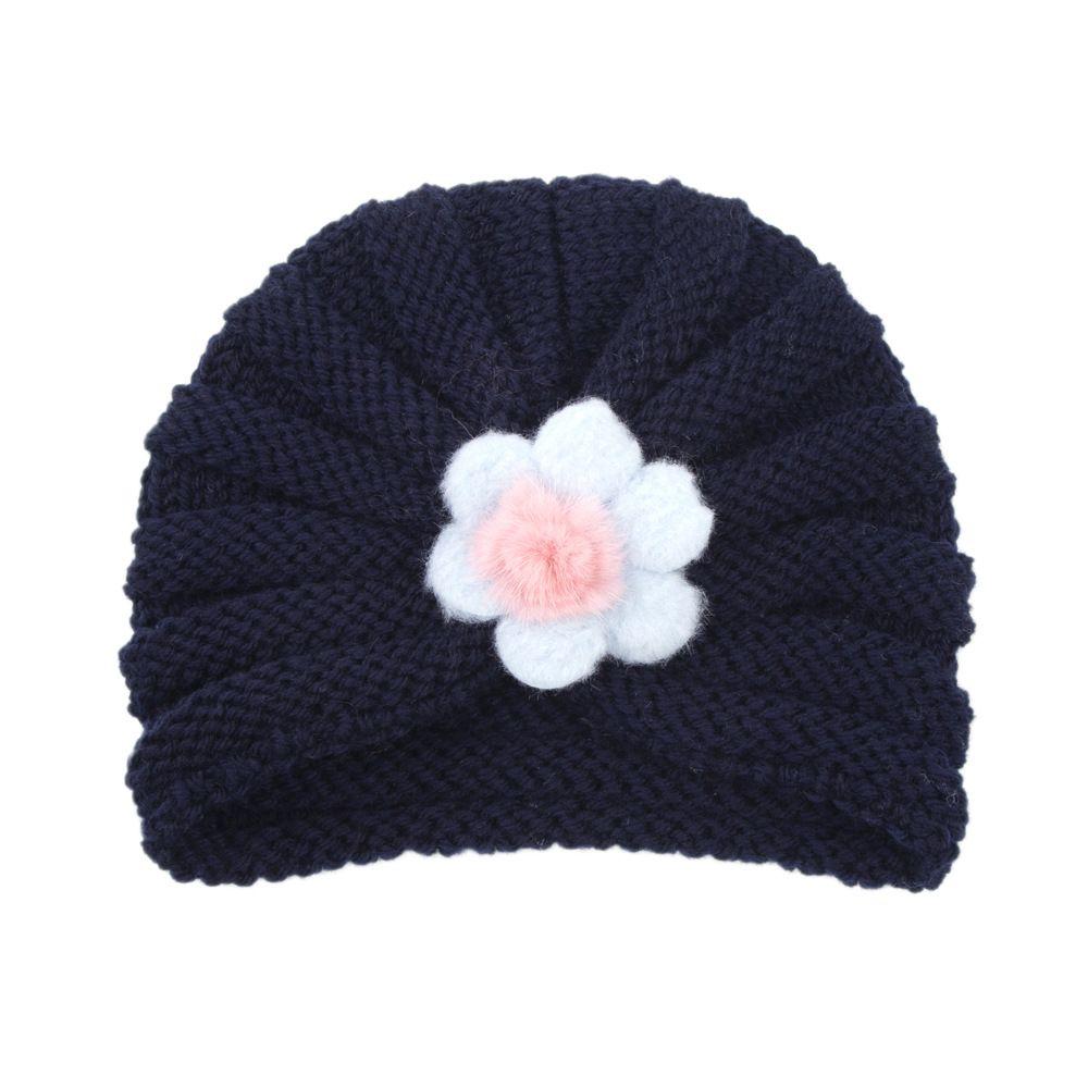 Child Cute Newborn Big Flower Winter Infant Knitted Hats Beanie Cap Baby Hat Kids Bonnet Hat