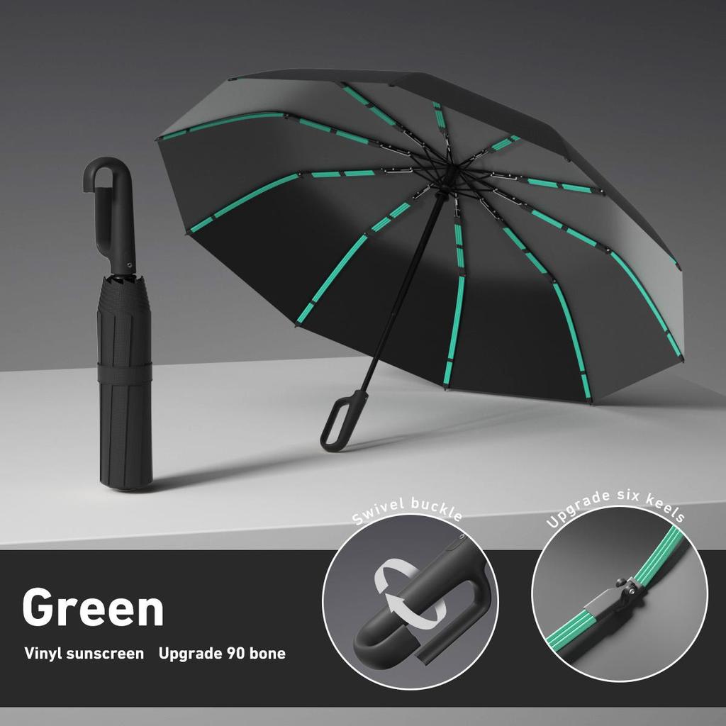 Buckle folding umbrella 11 bone sunscreen men's business umbrella, automatic hook umbrella outdoor large umbrella wholesale
