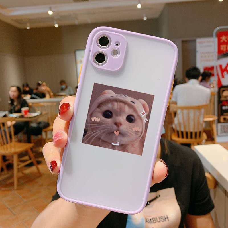 Super cute cats dogs Bumper Phone Case For iphone12 11 Pro Max X XS Max XR 7 8 Plus 12mini Translucent Matte Shockproof Cover