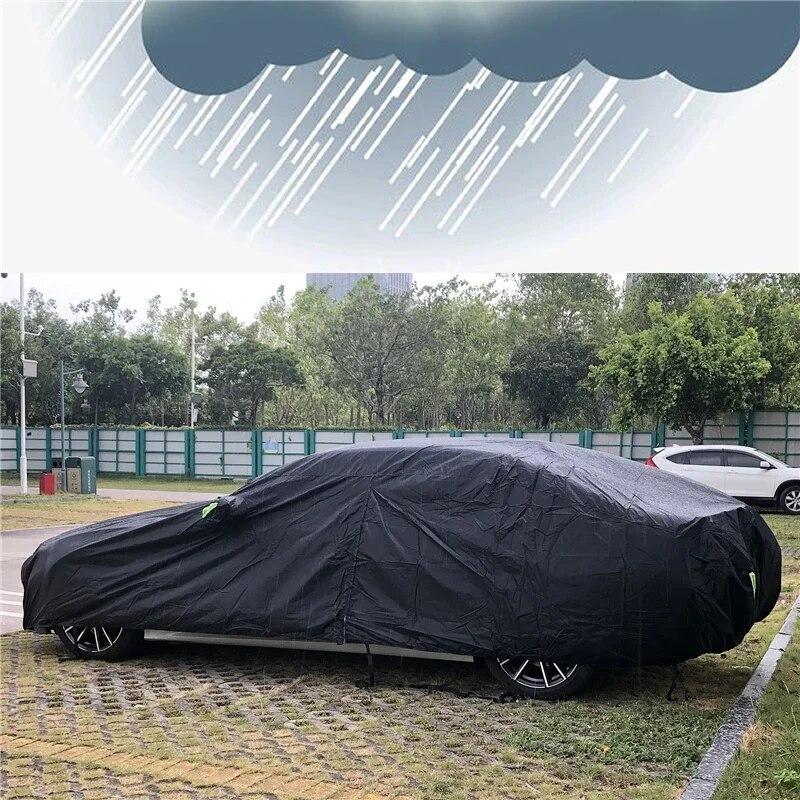 Universal SUV/Sedan Full Car Covers Outdoor Waterproof Sun Rain Snow Protection UV Zipper Design Black