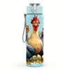 1PZ Gruppo Pollo Gallo Fattoria Multicolore 750ml Bottiglia Acqua in Plastica Colorata Tappo Flip-Top Anti-Perdita Per Sport Ufficio Uso Domestico