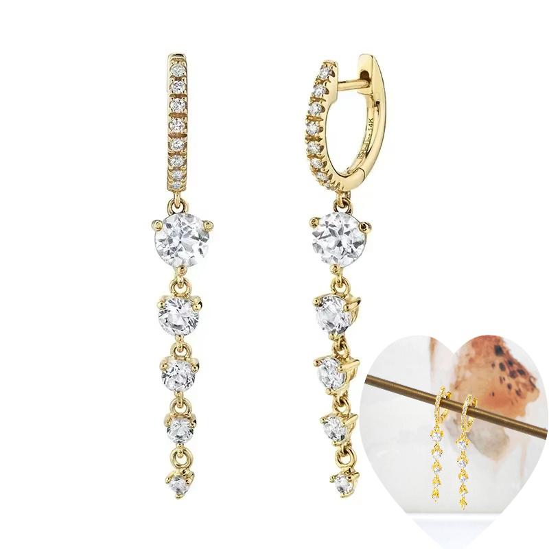 925 Silver Ear Needle White Zircon Butterfly/Water Drop Hoop Earrings Drop Earrings For Women Fashion Wedding Jewelry