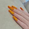 24pcs Long False Nail Orange Jade Style Removable Nail Solid Color for Lady Beauty Nail Makeup