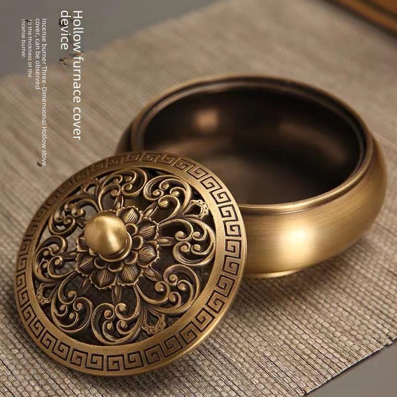 Jinlian Räuchergefäß aus Messing mit flachem Boden für den Heim- und Innenbereich