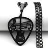 Rock Music Guitar Pick Pendant Necklace for Women/Men Stainless Steel Punk Musical Bass Chain Party Gift Jewelry 8418-QKC