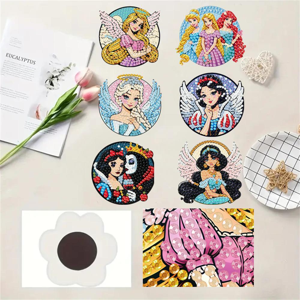 6Pcs Angel Series Diamond Art Fridge Magnet Diamond Painting Refrigerator Magnet DIY Fridge Stickers for Fridge Whiteboards
