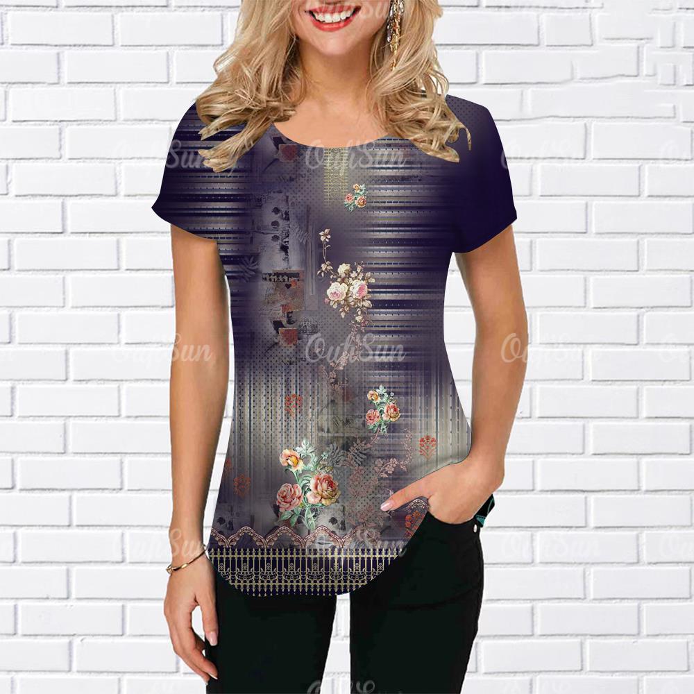 

Футболка с цветочным принтом Y2k для женщин в стиле Харадзюку, женская летняя одежда с круглым вырезом, повседневные топы с коротким рукавом, женская свободная блузка XL
