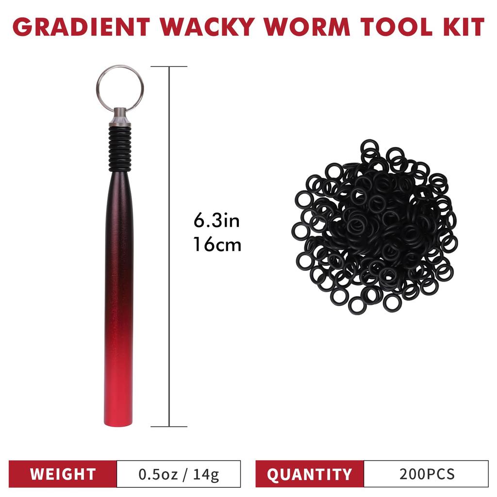 TRUSCEND Fishing Wacky Rig Tool with 210 Replacement for Fishing Worm Stick Ned Finesse Rigging Style Bass Red O-Rings Pliers, Baits, Kit, Fishing,