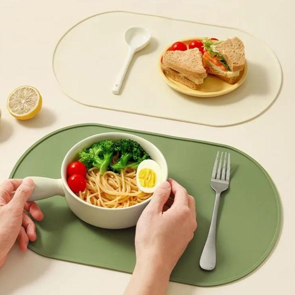 Food Grade Silicone Dining Mat Heat Resistant Solid Color Insulated Placemats Anti Scald High Temperature Resistan