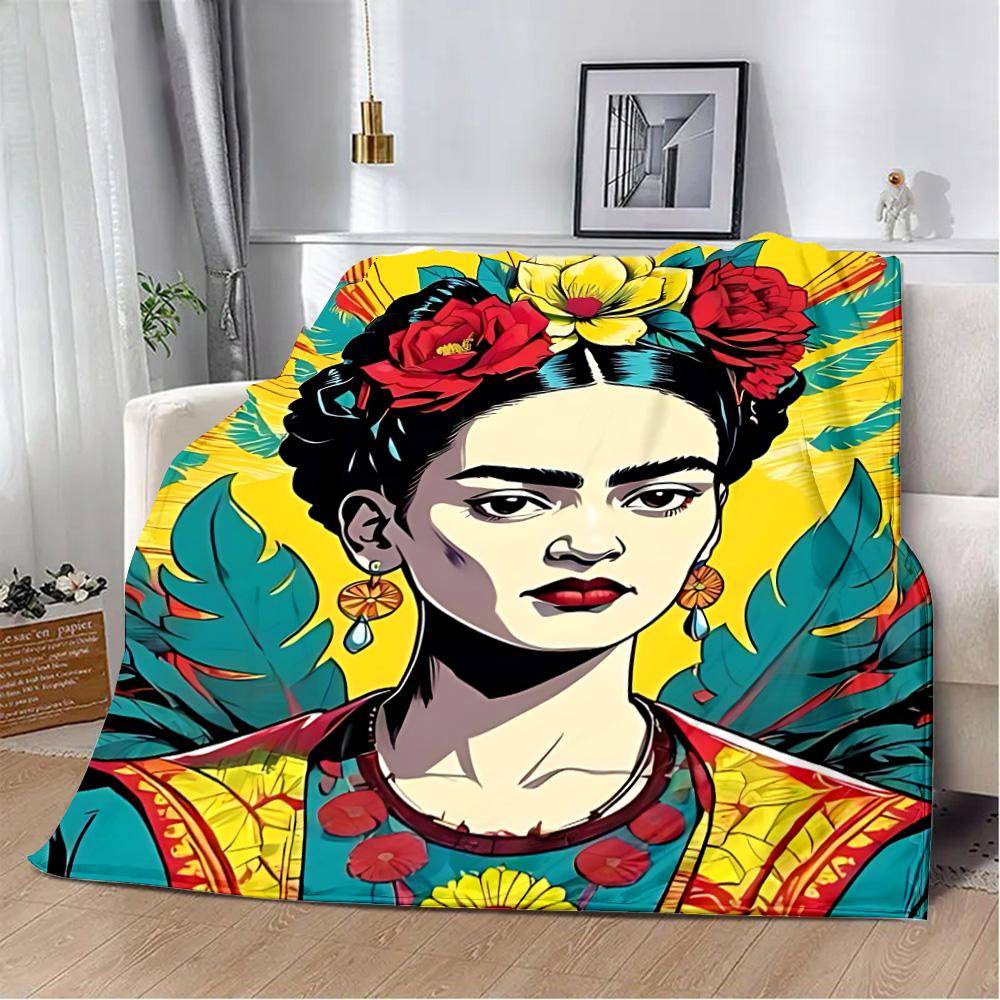 Cartoon F-Frida Printed Blanket Picnic Blankets Warm Blanket Soft and Comfortable Blanket Home Travel Birthday Gift