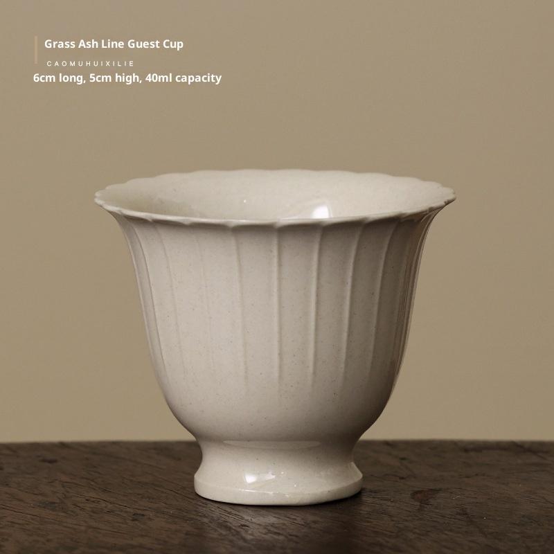 

Ceramic Plant Ash Line Master Cup Teacup Creative Single Cup Home Tea Drinking High-end Tasting Cup 40ml