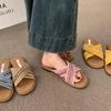 Flat Bottom Retro Woven Open-toed Cool Slippers Women's Summer Wear 2025 New with Skirt Cross-strap Roman Sandals