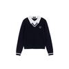 Black Knit V Neck Color Smile Heart