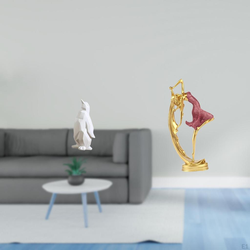 Elegant Resin Penguin Ballerina Sculpture Collectable Figurine Art Ornament for Housewarming Office
