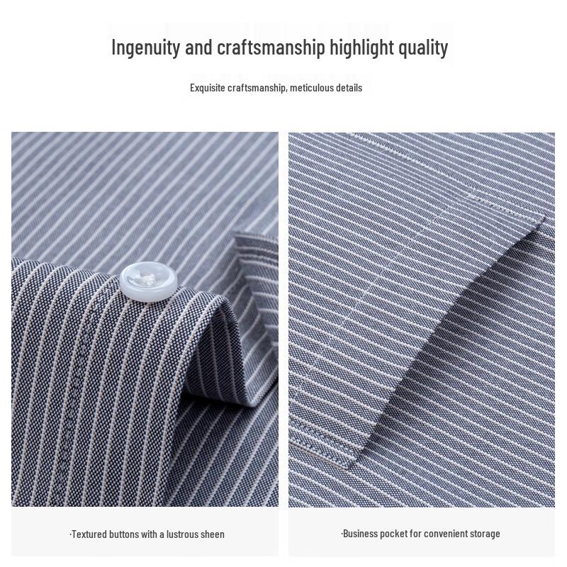 Romon Men's Striped Business Long-Sleeve Shirt