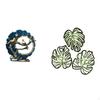 Resin Figurine Palm Leaves Wood Wall Decor Creative Ornament for House Decorations Bookshelf Living