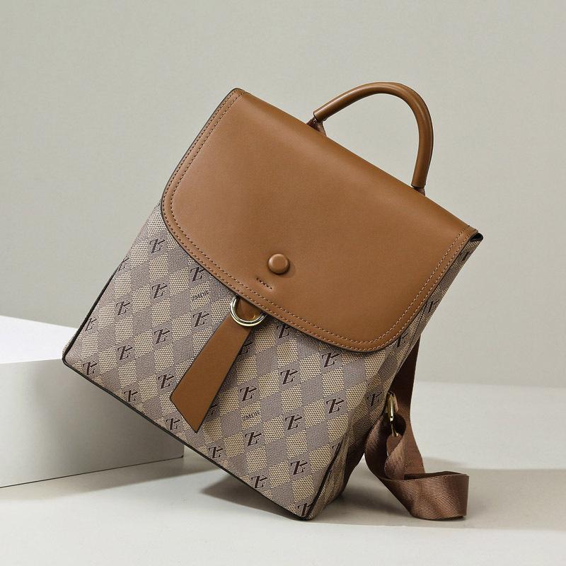 

Backpack 2025 new contrasting color large capacity backpack high sense simple fashion travel backpack women wholesale 24*13*26cm хаки