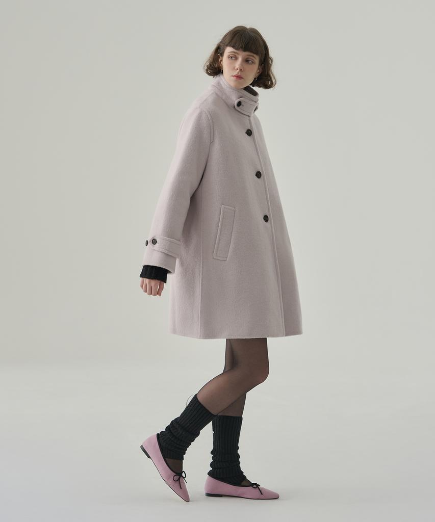 DRAWFIT WOMEN Rabbit Angora Wool Handmade Flare Half Coat [Black]