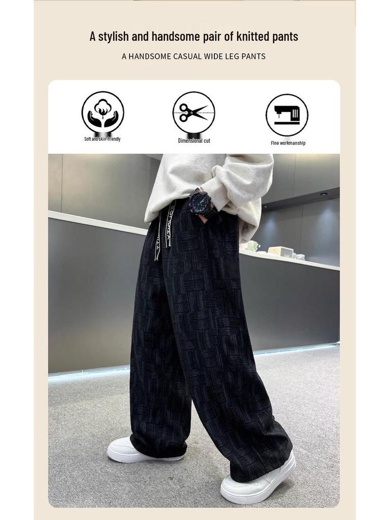 Boys' Fleece-Lined Straight-Leg Pants for Fall and Winter – Cozy Velvet, Loose Fit for Big Boys and Teens