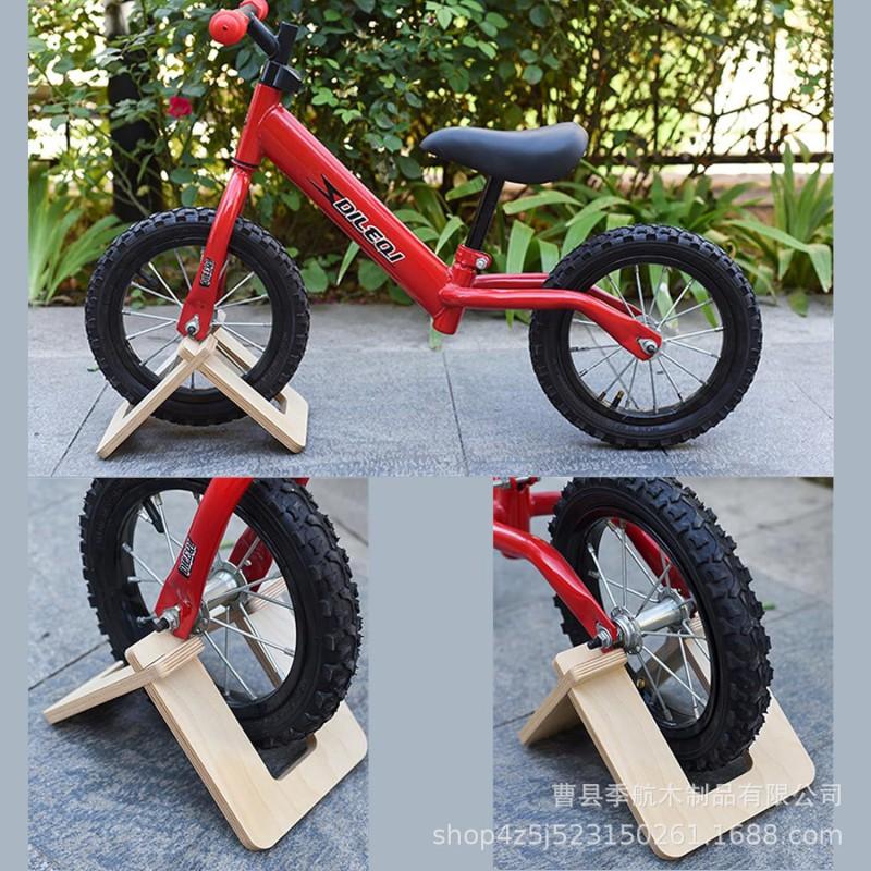 Balance Bike Stand 10-12 Inch Wooden Adjustable Display Rack Kids Sliding Bicycle Parking