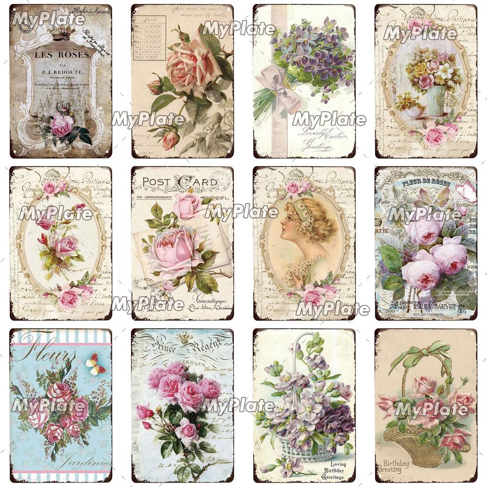 Rose Vintage Metal Sign Tin Sign Vintage  Decoration Plaque Home Wall Decor Bar Sign Home Decor Poster Custom