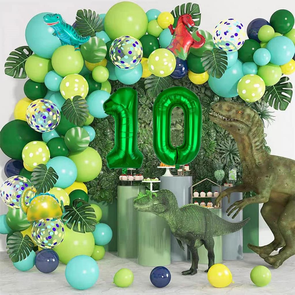 18Pcs Dinosaur Birthday Balloons Set Number Balloon Dino Theme Birthday Decorations for Boy Dinosaur Party Balls