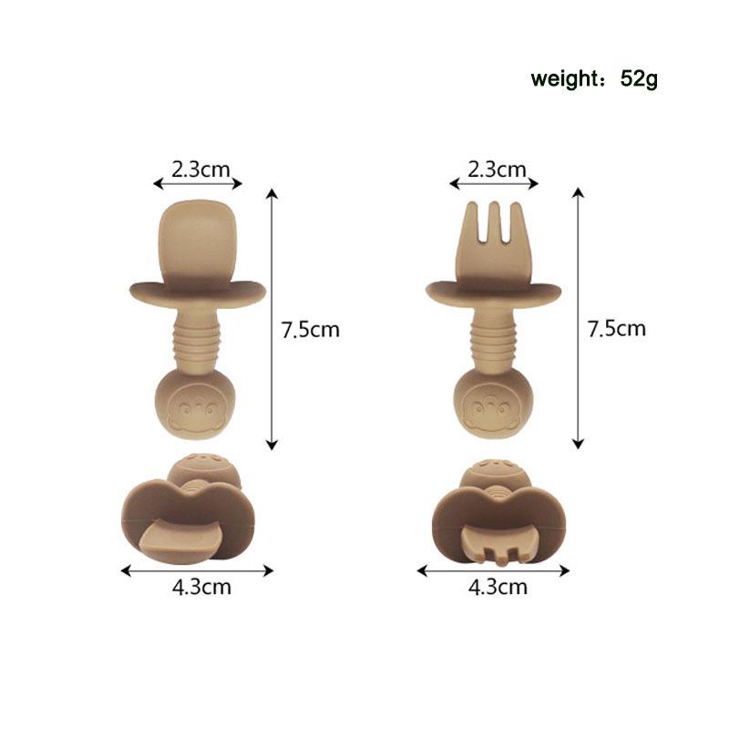 Мультяшний ведмедик Силіконовий набір виделки та ложки для тренування їжі дітей