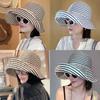 Casual Summer Folding Striped Sun Hat For Women With Uv Protection And Stylish Design