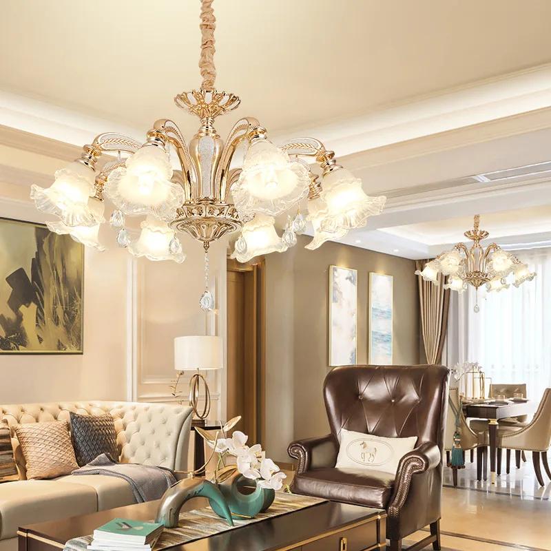European Crystal Chandelier Ceiling Lamp Living Room Modern Bedroom Room Warm Atmosphere Simple European Lamps