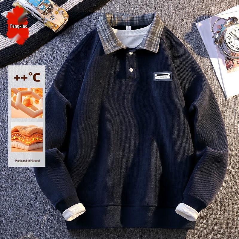 

Fengxiao Men s Integrated Warm Fleece Pullover Sweatshirt M
