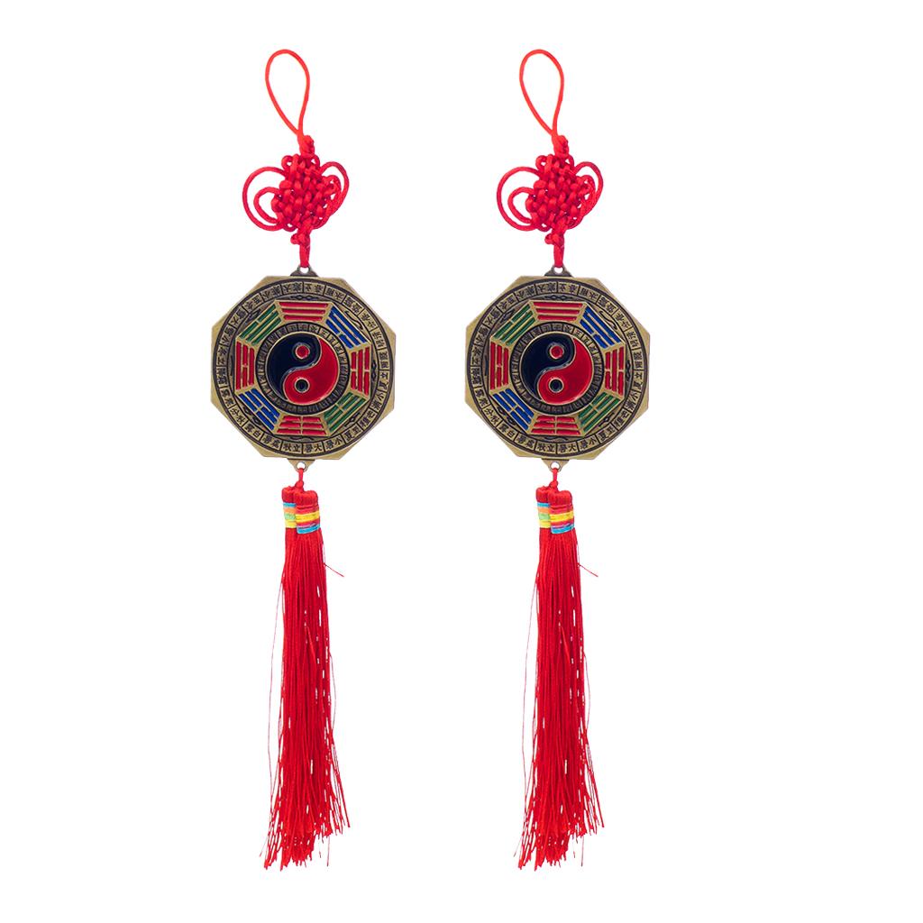 7cm Bagua Bagwa Mirror Chinese Knot Good Luck Blessing Home Hanging Decor X2