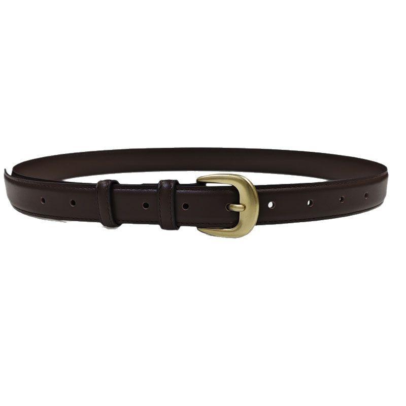 Elt Ew Women's Gold Buckle Belt Igh-end and Thin Fashion Versatile Leather Belt with Trousers