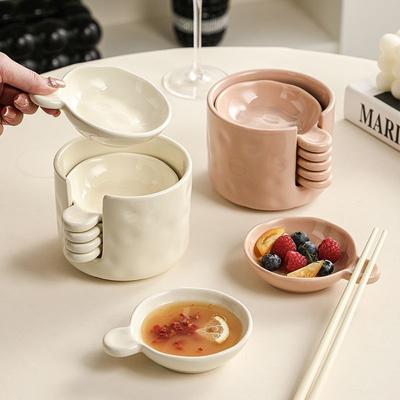 Verdickte Hochtemperatur-Keramik-Soßenschälchen – Rundes Dip-Schalen-Set für Gewürze, Sojasauce, Essig und Stäbchenablage