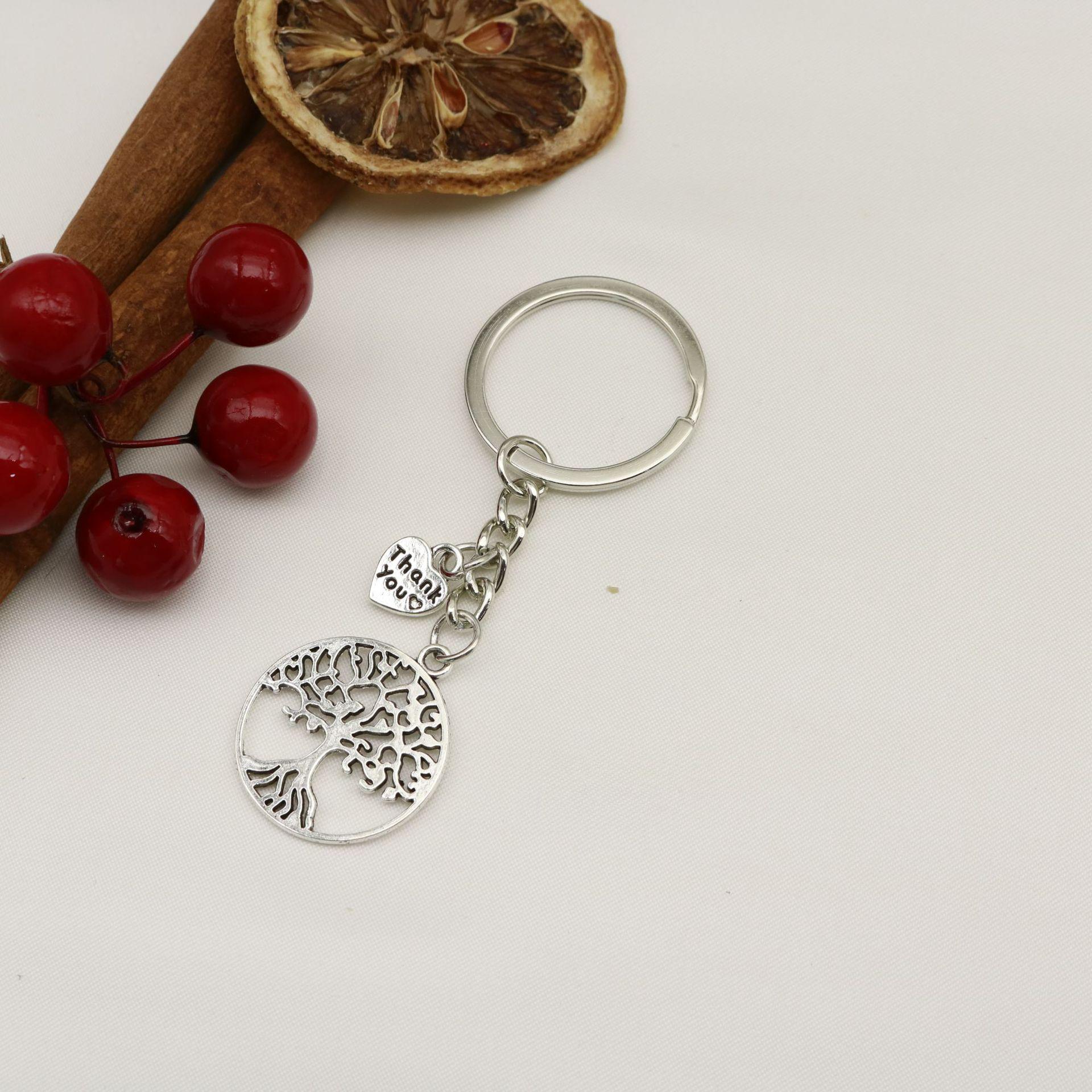 Alloy Heart Tree of Life Pendant Keychain - Thanksgiving Family Gift серебряный