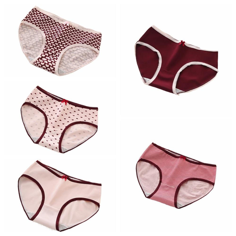 

5 ШТ Трусики с низкой посадкой и сердечком, с бантиком, женское нижнее белье, кружевное белье, трусики с клубничкой, нижнее белье L-StyleA 5Pcs